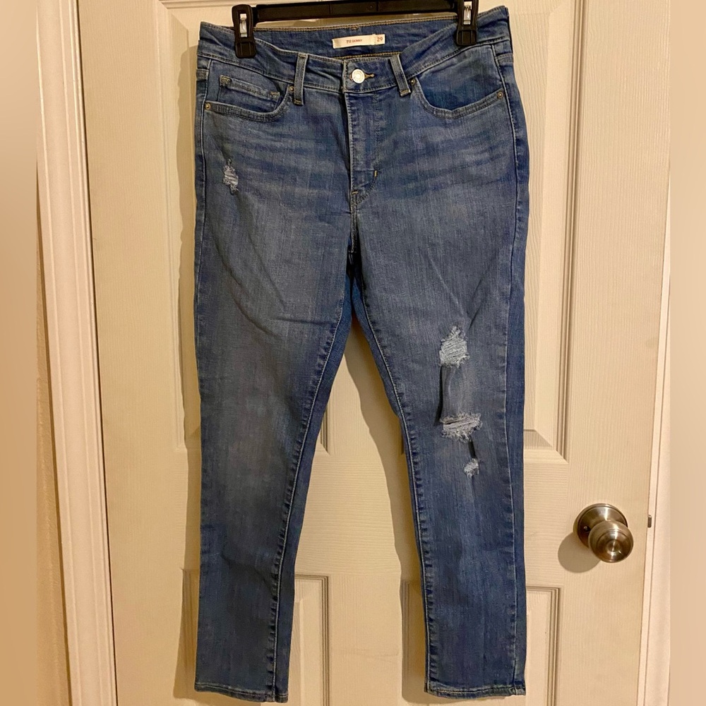 Levi's Blue Skinny Jeans with Distressed Details